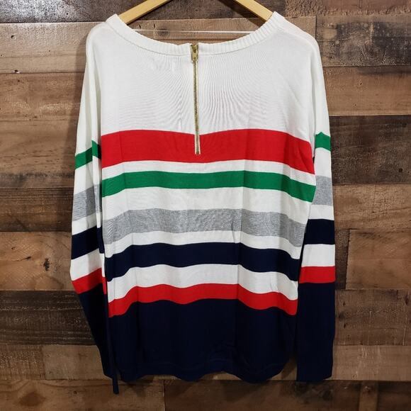 Crown & Ivy NWT striped with exposed back zip sweater woman's size XXL - Picture 2 of 11